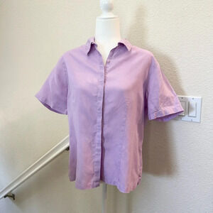 St. John’s Bay 100% Linen Light Purple Shortsleeved Shirt size L like new